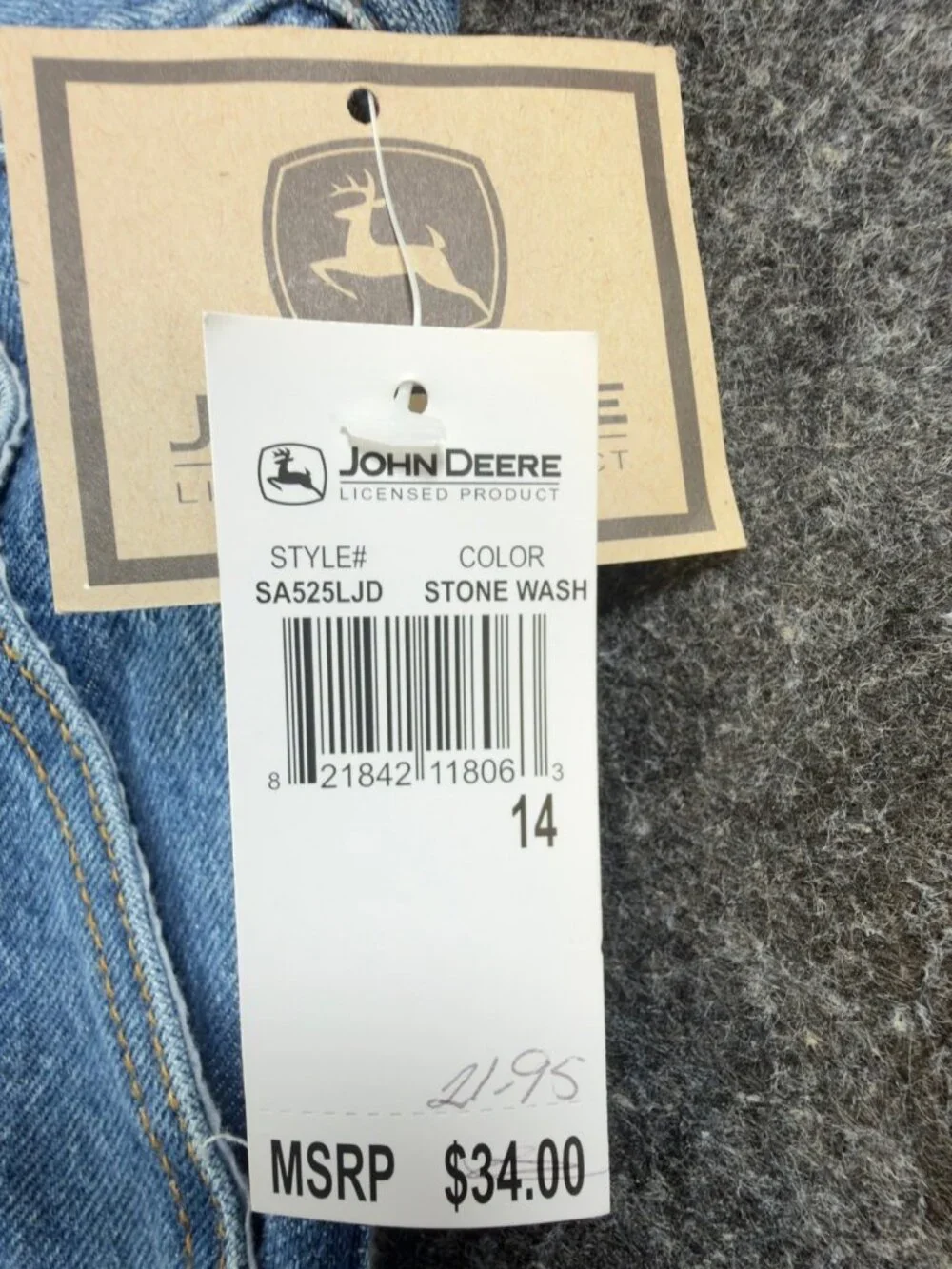 VTG John Deere Carpenter Shorts Boys 14 Womens Denim Utility Jorts NOS NWT